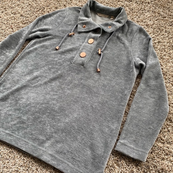 Soft Surroundings St. Germain 1/4 button fleece pullover sweater, PM - Picture 2 of 4